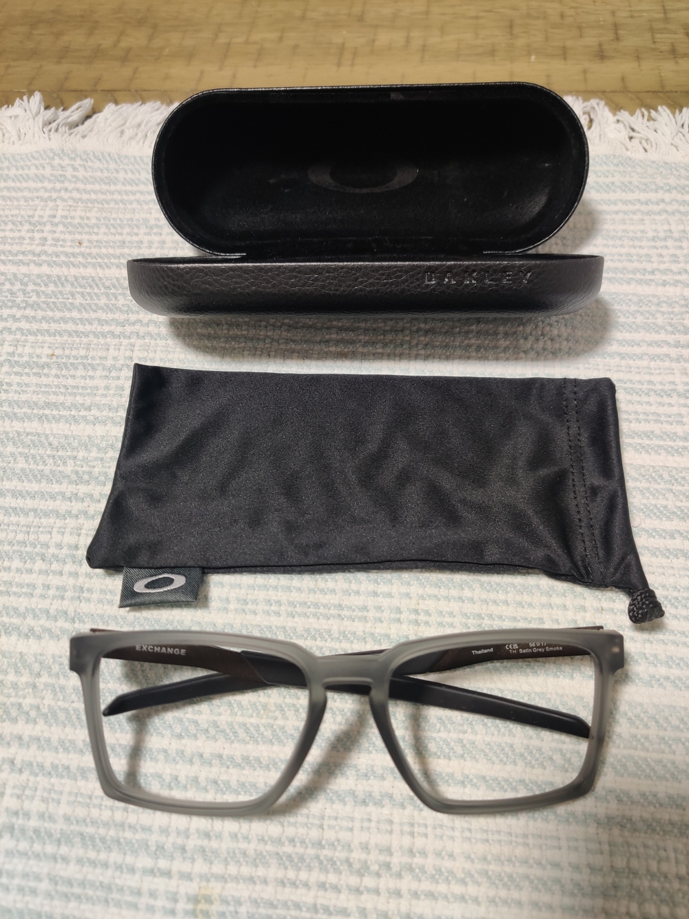 Oakley Gray Men's Eyeglass Frames with Case and Pouch